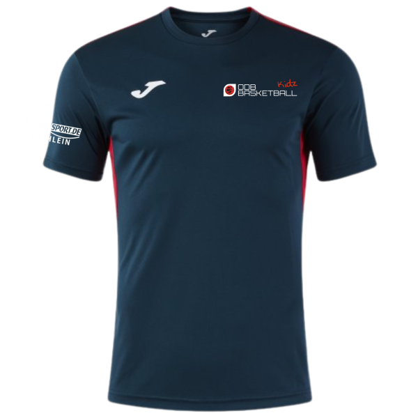 Kurzarm Shirt Blau/Rot mit Logos